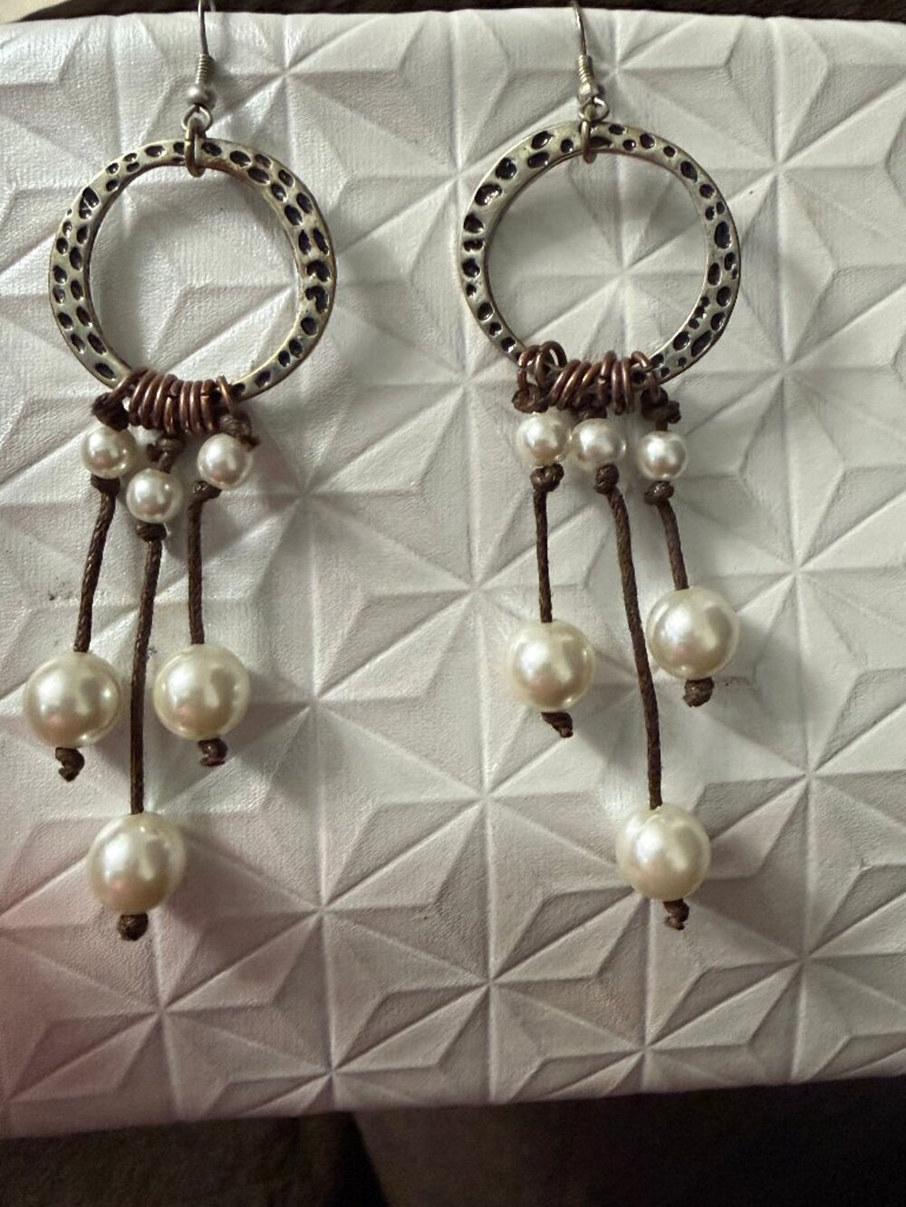 Dangling Hoop Earrings with Pearls